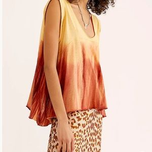 Free People Paradise Dip Dye Ombré Sleeveless Tee